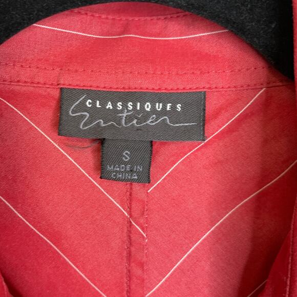 Vintage Red Fine Stripe Fitted Front Panel Button Up Shirt Sz Small - Picture 7 of 8